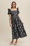 Melody Floral Print Ruffle Detail Maxi Dress