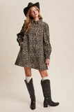 Leopard Denim Shirt Dress