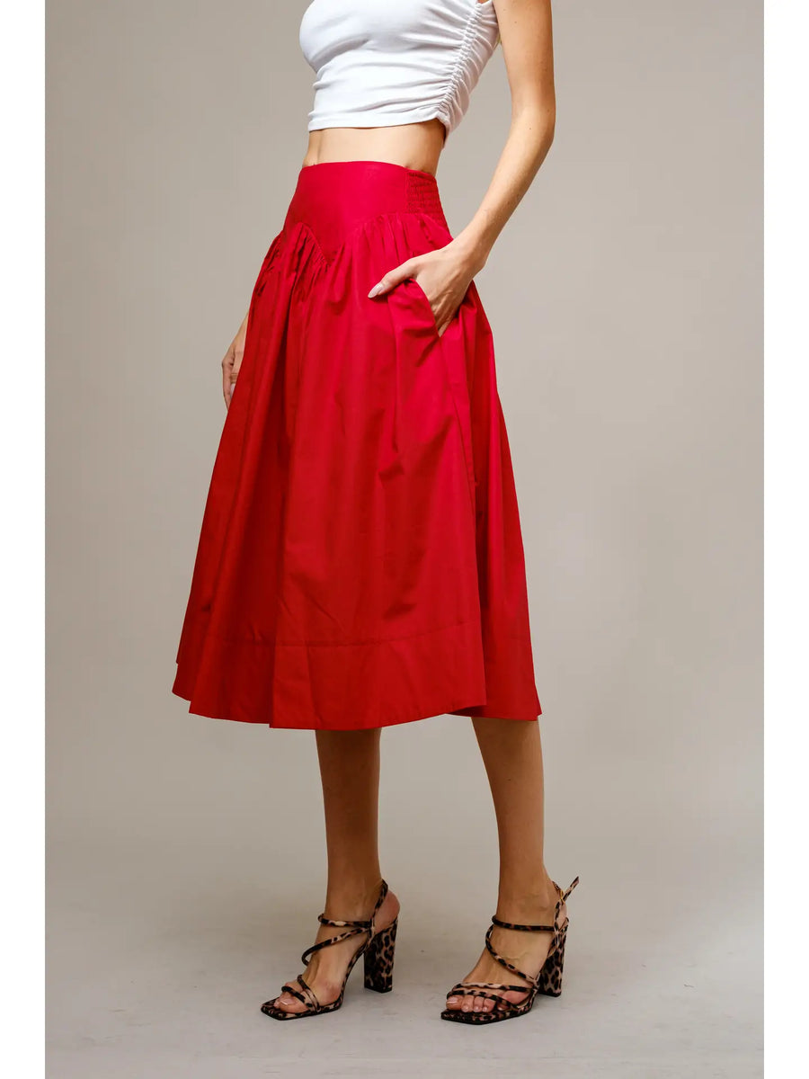 【Raucohouse】Fold crop flare midi skirt Drop-Waist flare midi skirt – Jowa.shop