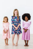 3/4 Sleeve Ruffle Twirl Dress