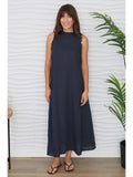 Linen Mock Neck Maxi Dress