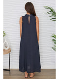 Linen Mock Neck Maxi Dress
