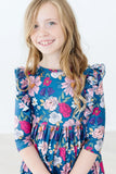 3/4 Sleeve Ruffle Twirl Dress