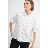 Joanna Line Print Button Down Shirt