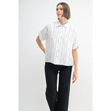 Joanna Line Print Button Down Shirt