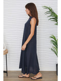 Linen Mock Neck Maxi Dress