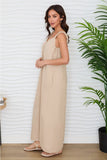 Sleeveless V Neck Wide Leg Jumpsuit