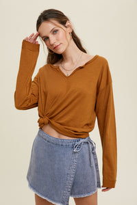 Claire Notch Detail Long Sleeve Top