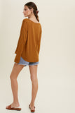 Claire Notch Detail Long Sleeve Top