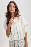Caroline Bubble Hem Button Up Blouse