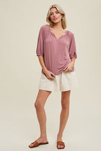 Kelly Drop Shoulder Notch Detail Top