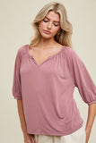 Kelly Drop Shoulder Notch Detail Top