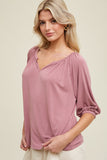 Kelly Drop Shoulder Notch Detail Top