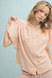 Tara Checkered Flutter Sleeve Blouse