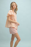 Tara Checkered Flutter Sleeve Blouse