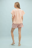 Tara Checkered Flutter Sleeve Blouse