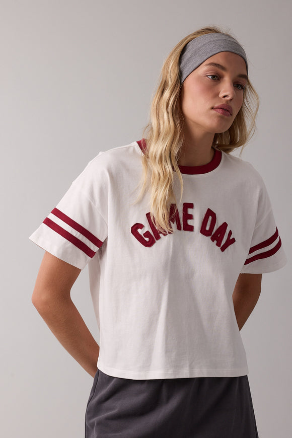 'GAME DAY' Contrast Crop Tee
