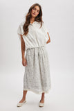 Caroline Bubble Hem Button Up Blouse
