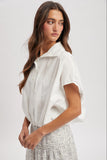 Caroline Bubble Hem Button Up Blouse