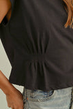 Edie  Waist Detailed Cap Sleeve Top