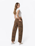 High Rise Floral Print Barrel Jeans