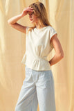 Edie  Waist Detailed Cap Sleeve Top