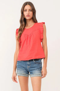 Anelia Solid Petal Sleeve Top