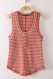 Lacey Striped Button Front Tank Top