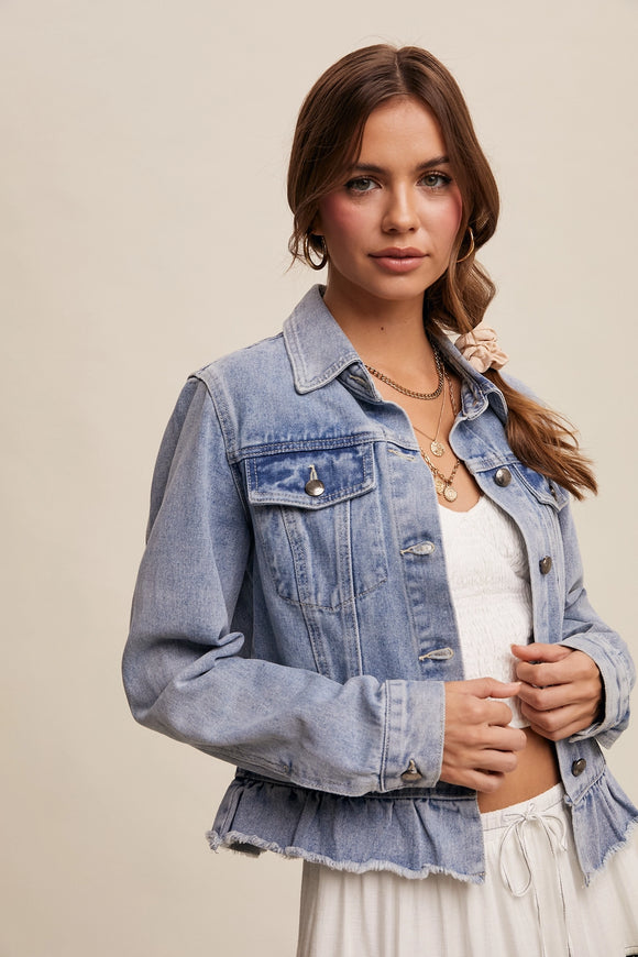 Diana Ruffle Hem Denim Jacket