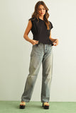 Edie  Waist Detailed Cap Sleeve Top