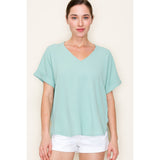 Elsa V Neck Roll Up Sleeve Top