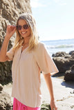 Maude Trapunto Stitching V Neck Top