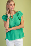 Harper Frayed Flutter Sleeve V Neck Top
