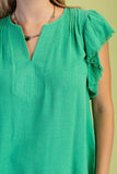 Harper Frayed Flutter Sleeve V Neck Top