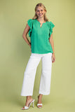 Harper Frayed Flutter Sleeve V Neck Top