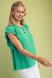 Harper Frayed Flutter Sleeve V Neck Top