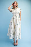Alicia Floral Pleated Waist Shirt Dress