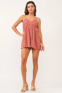 Amalfi Spaghetti Strap Crochet Romper