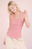 Lacey Striped Button Front Tank Top