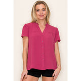 Helen Split V Neck Crinkled Top