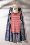 Lacey Striped Button Front Tank Top