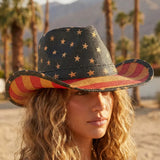 Patriotic Vintage American Flag Cowboy Hat
