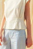 Edie  Waist Detailed Cap Sleeve Top