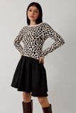 Josie Contrast Fabric Animal Print Dress