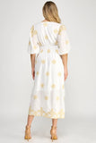 Yvonne V Neck Embroidered Midi Dress