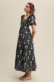 Melody Floral Print Ruffle Detail Maxi Dress