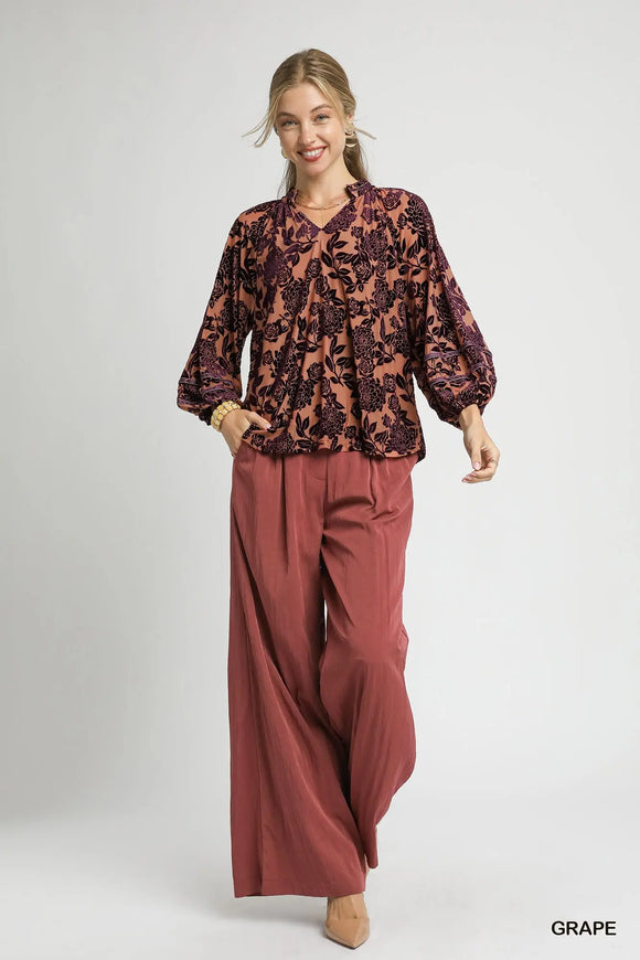 Alexis Floral Velvet Burnout Blouse