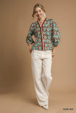 Janet Floral Print Contrast Trim Blouse