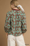 Janet Floral Print Contrast Trim Blouse