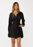 Renee Long Sleeve Embroidered Shirt Dress